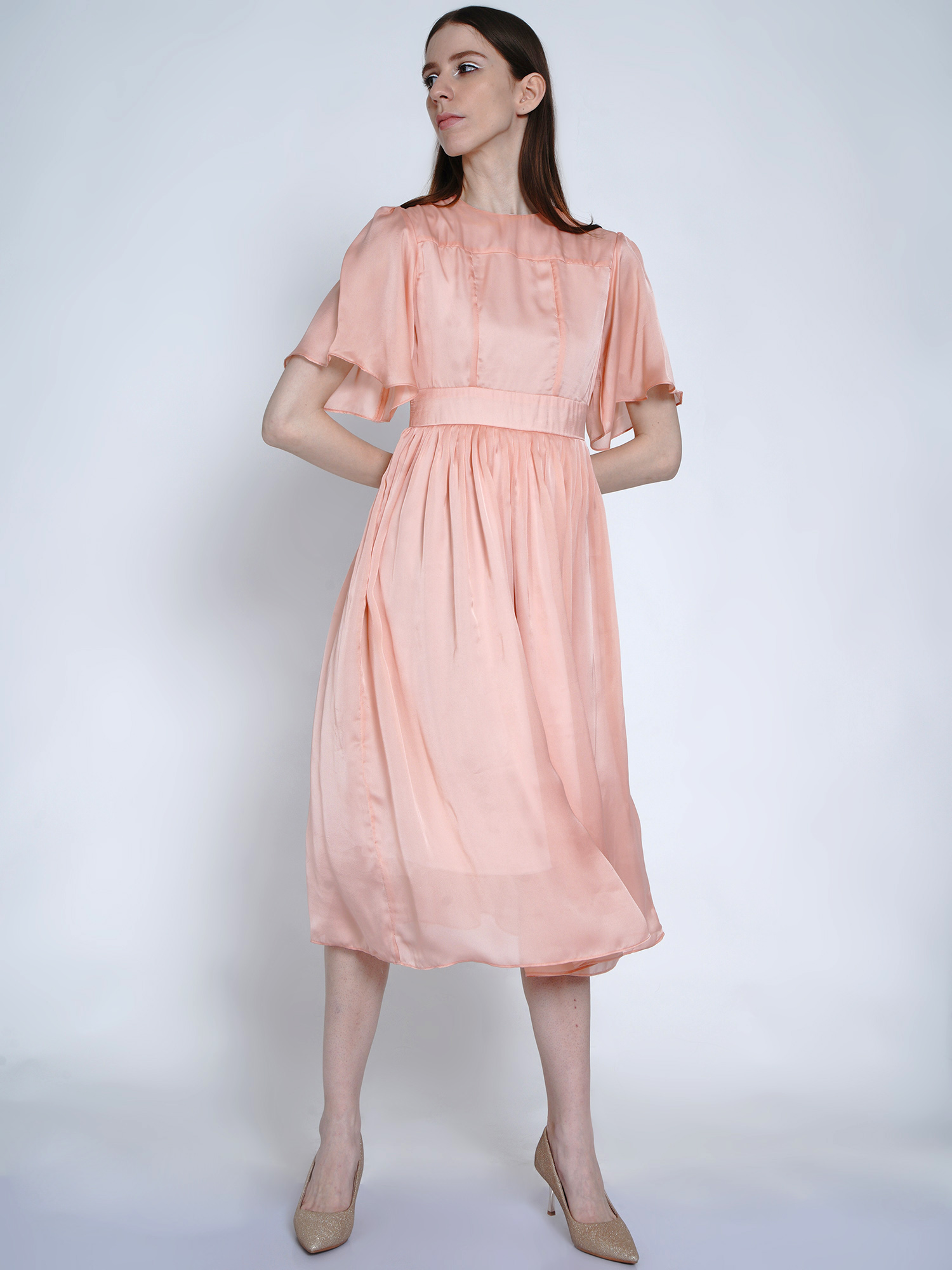 Majestic long peach dress - Front